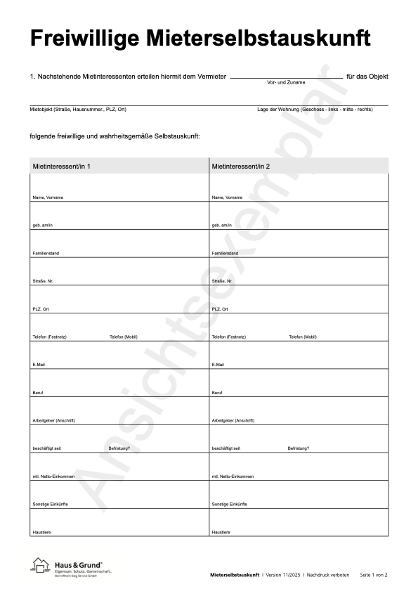 Mieterselbstauskunft